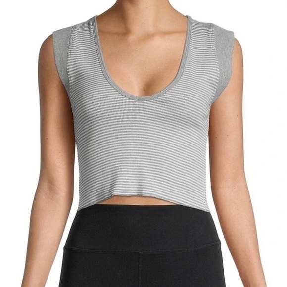 NWT Free People Movement Perfect Day Gray Striped Tank Top - Picture 1 of 5